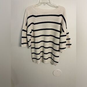 Loft women’s sweater Navy  & White Striped Size Large